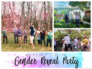 Gender Reveal collage of couples celebrating the moment of gender reveal.