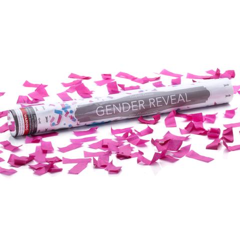 Gender Reveal confetti cannon with pink confetti