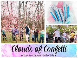 Collage of gender reveal images