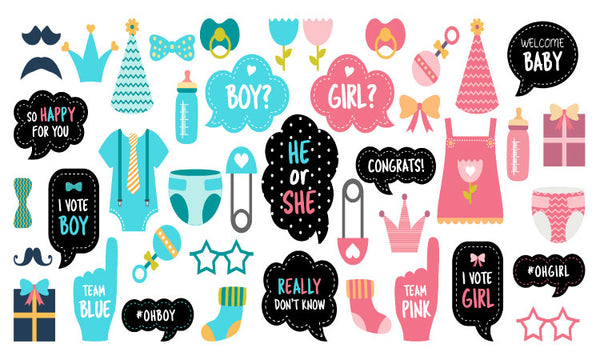 Gender art celebrating boy or girl announcement