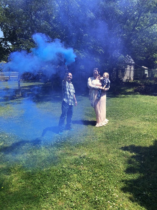 Blue Handheld Gender Reveal Smoke Bomb