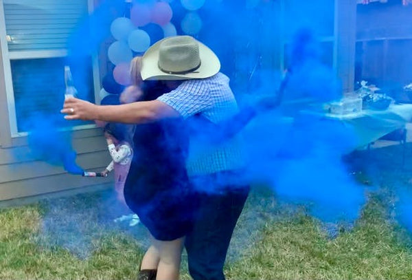 Blue Handheld Gender Reveal Smoke Bomb