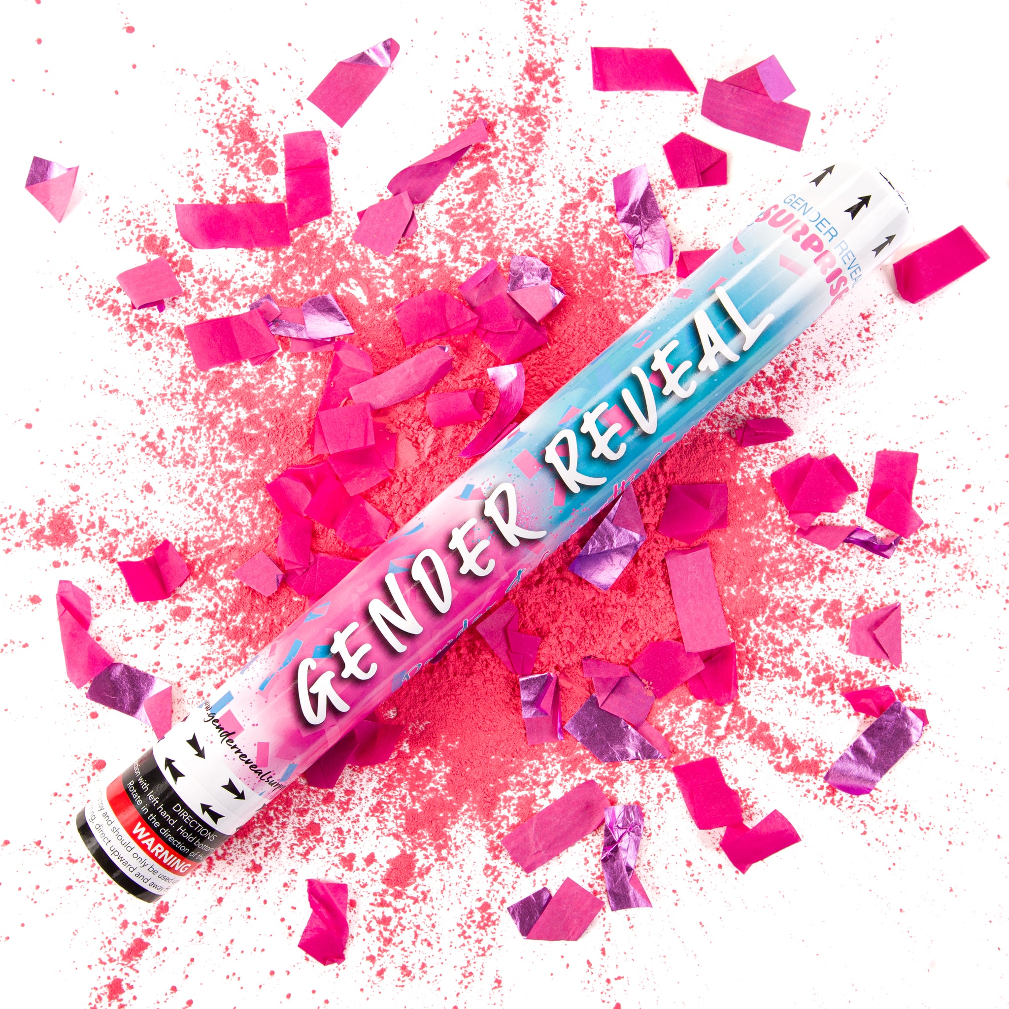Gender Reveal Confetti & Powder Smoke Cannons - 2 Pink and 2 Blue – Baby  Surprise Co.