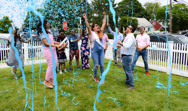 18" Blue Confetti & Streamer Cannon